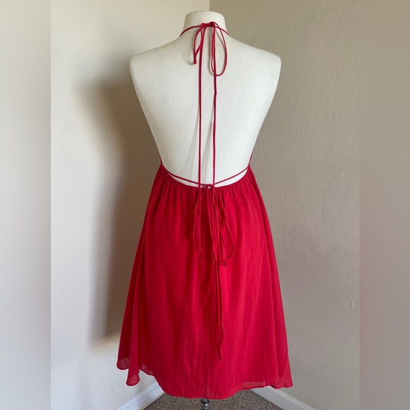 Loup Charmont 🍒☀️ Red Flowy Organic Cotton Backless
Miami Midi Dress in Medium - Picture 5 of 9